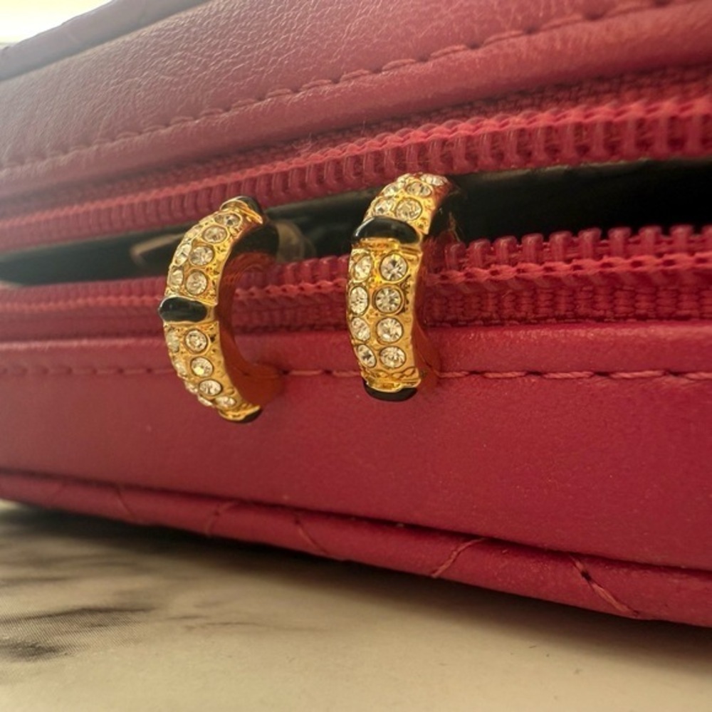 Swarovski Crystal Cuff Earrings Pave Enamel Cuffs Gold Black Enameled Hoops
